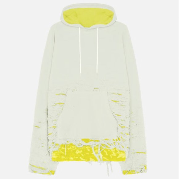 John Elliott Reverse Burnt Out Hoodie Ivory / Yellow Colorway - Medium - Picture 1 of 8